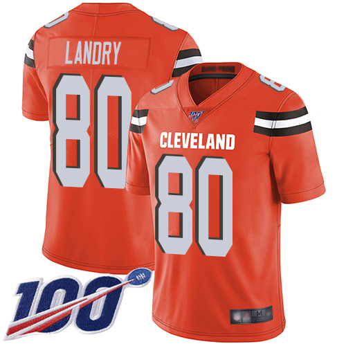 Cleveland Browns Jarvis Landry Men Orange Limited Jersey 80 NFL Football Alternate 100th Season Vapor Untouchable